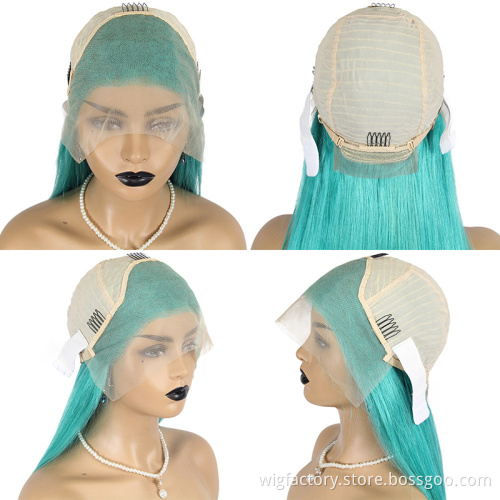 Virgin Cuticle Aligned Hair Lace Wigs For Black Women lake blue lace wigs, blue human hair wig,blue band hair wigs